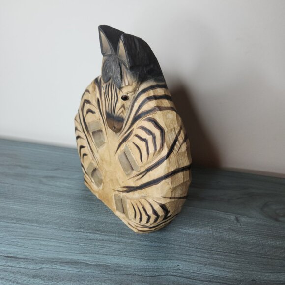 Hand-Carved James Haddon Zebra Figurine • Philippines Folk Art Wood Carving - Picture 3 of 6